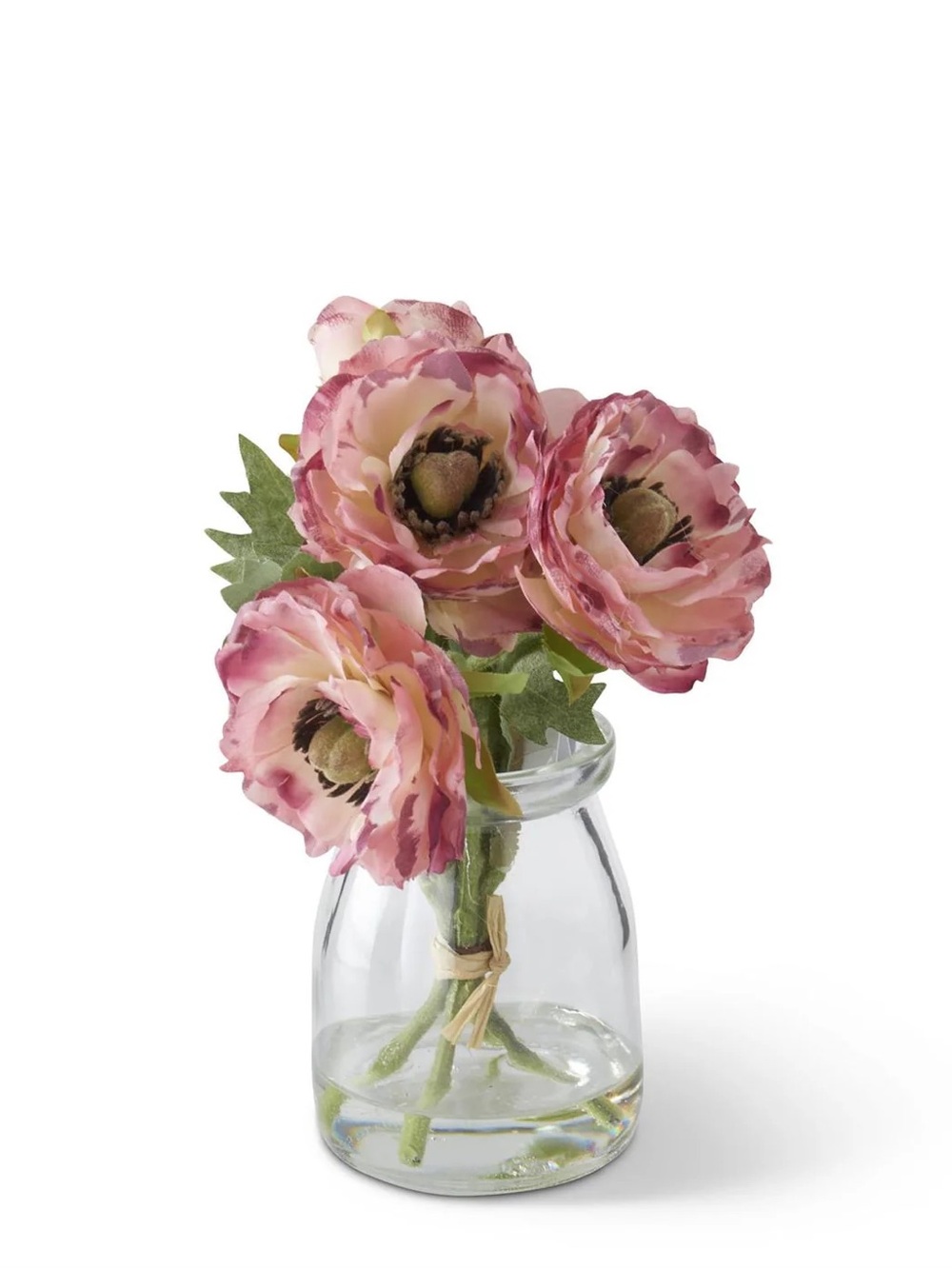 Abode Mercantile Pink Ranunculus Faux Floral Arrangement in Clear Jar